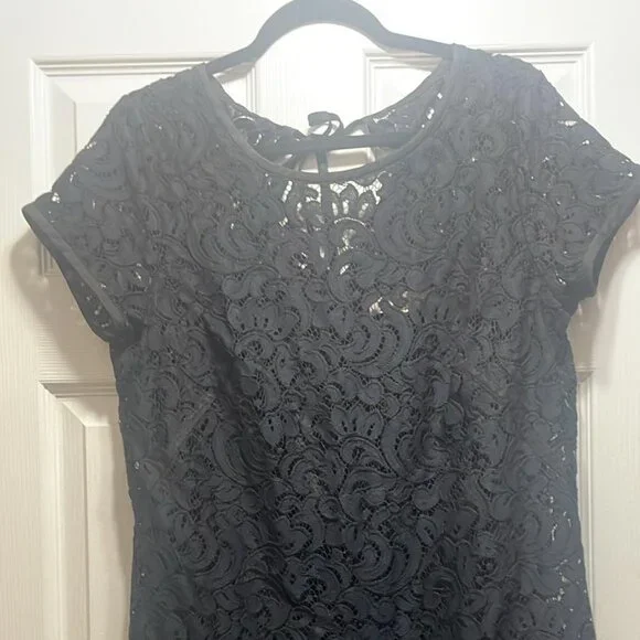 Ann Taylor LOFT Women's Lace Overlay Mini Dress 12 - Picture 2 of 7